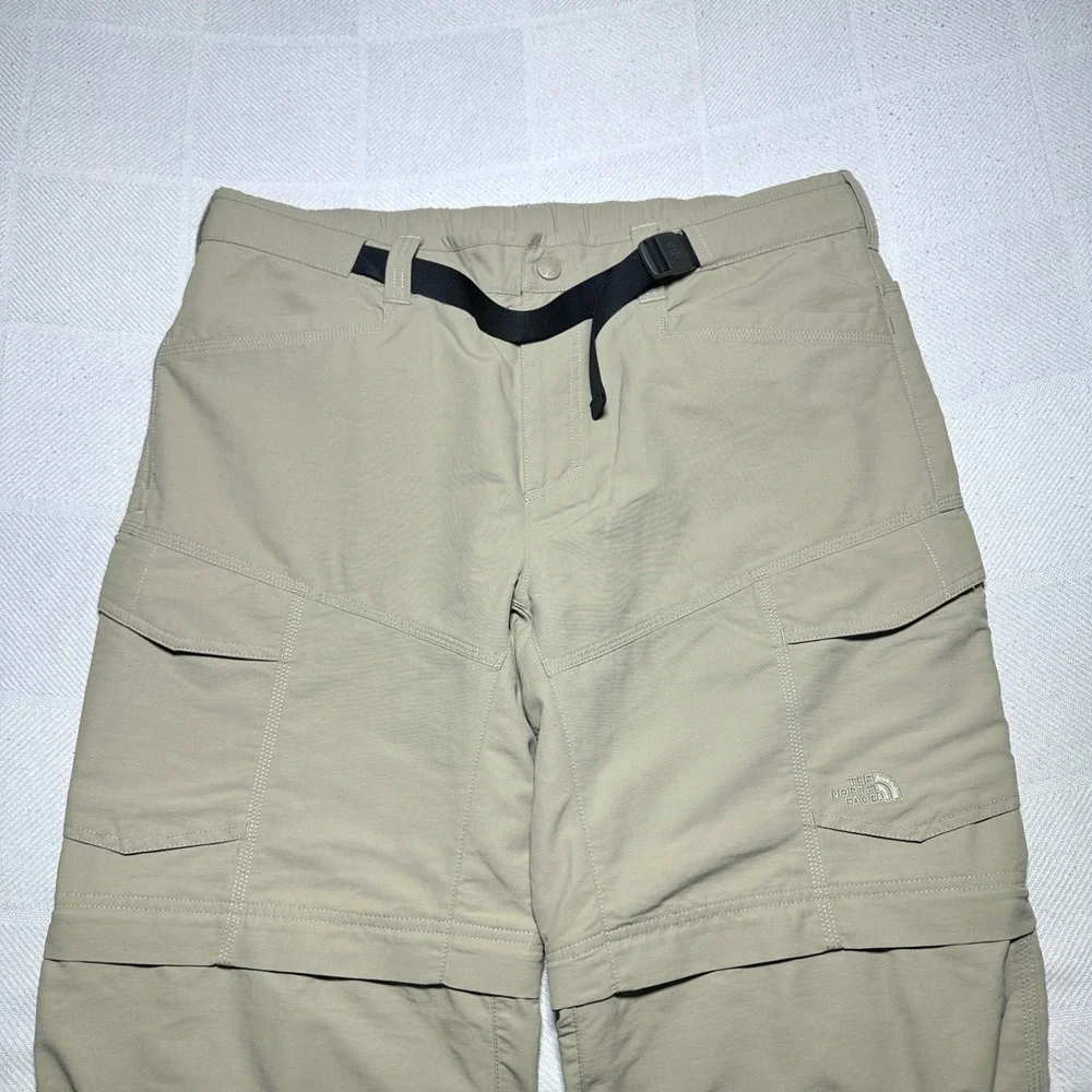 North Face Paramount Peak Convertible Pants Mens Large Zip Off Cargo Hiking Tan